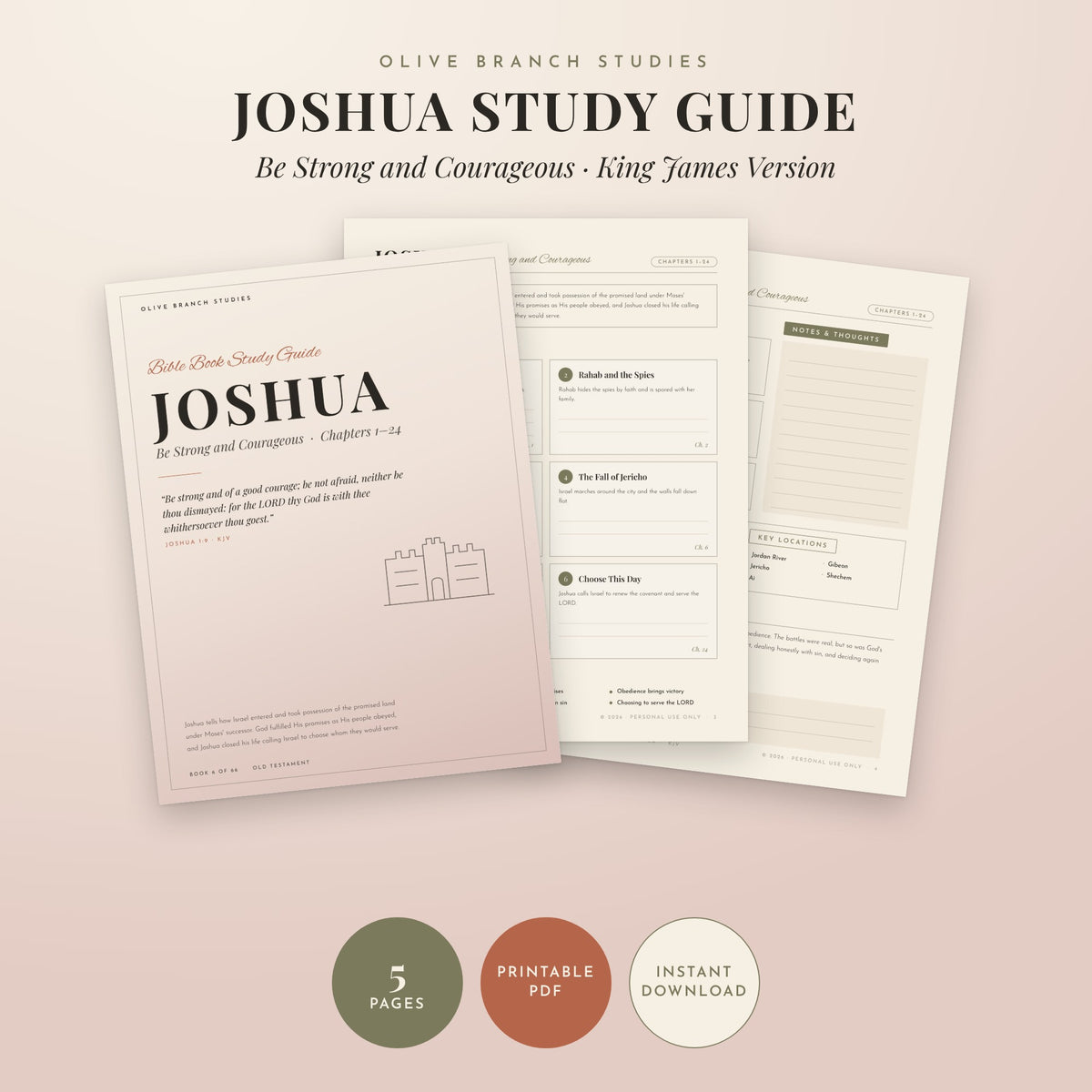 Joshua Bible Book Study Guide by Olive Branch Studies