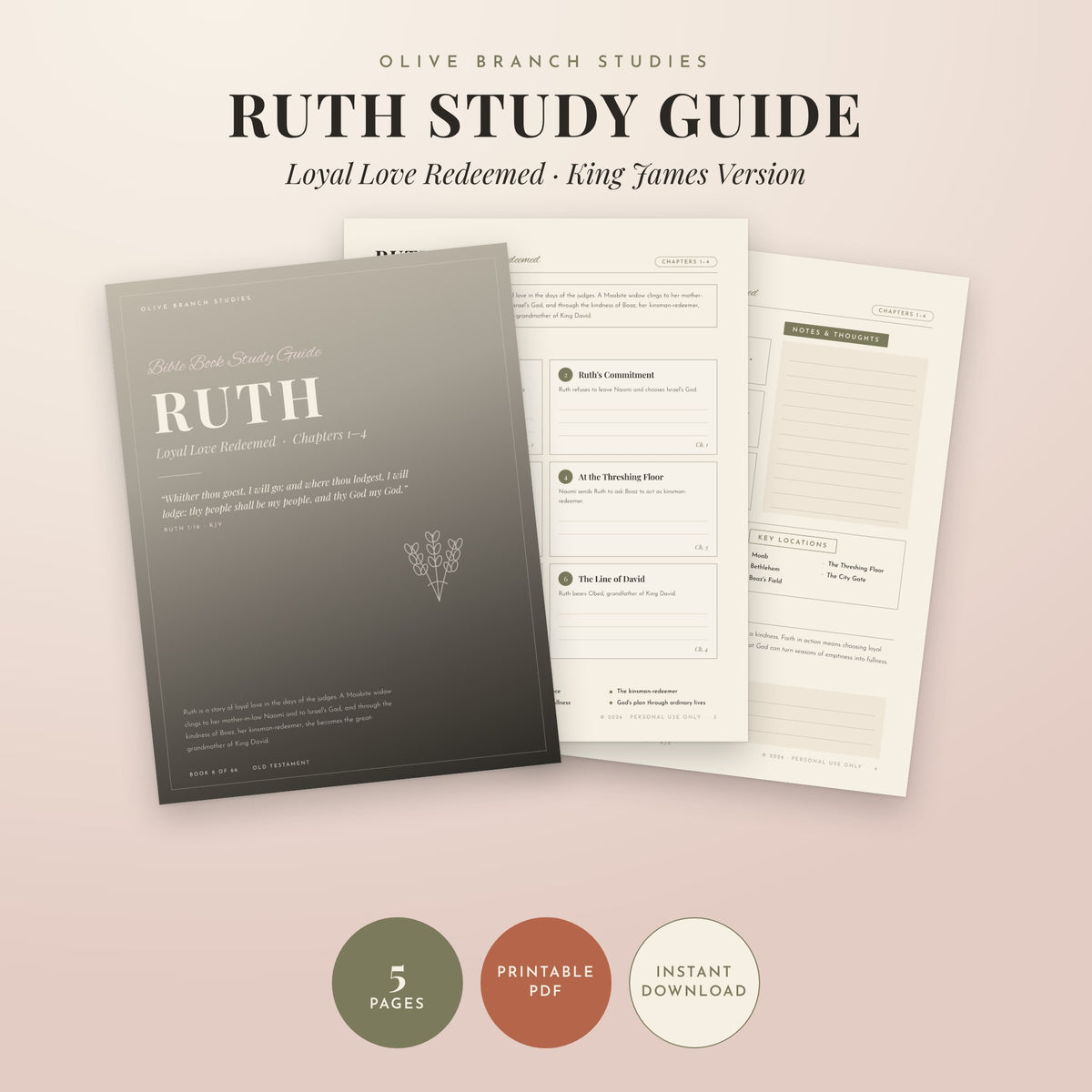 Ruth Bible Book Study Guide by Olive Branch Studies