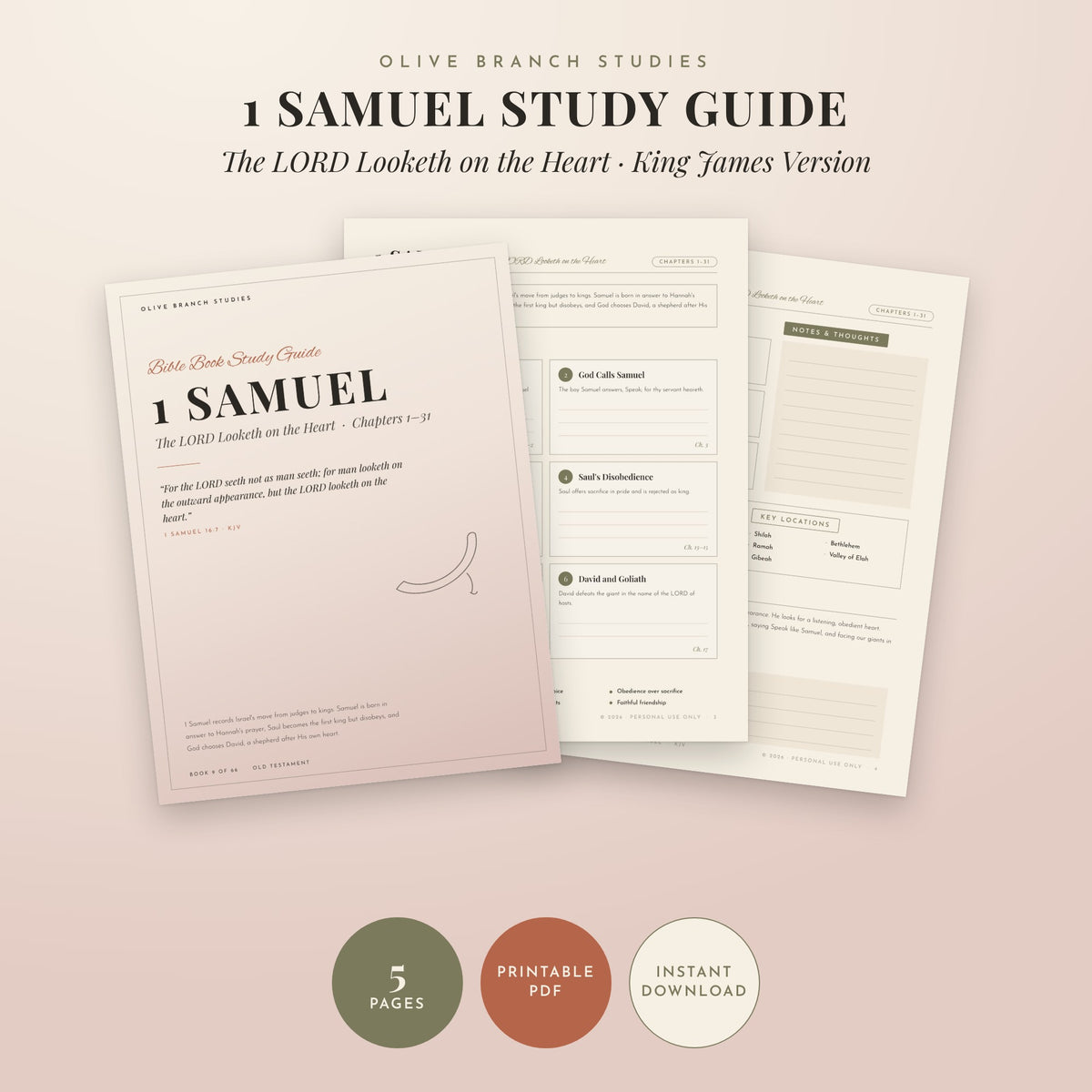 1 Samuel Bible Book Study Guide by Olive Branch Studies