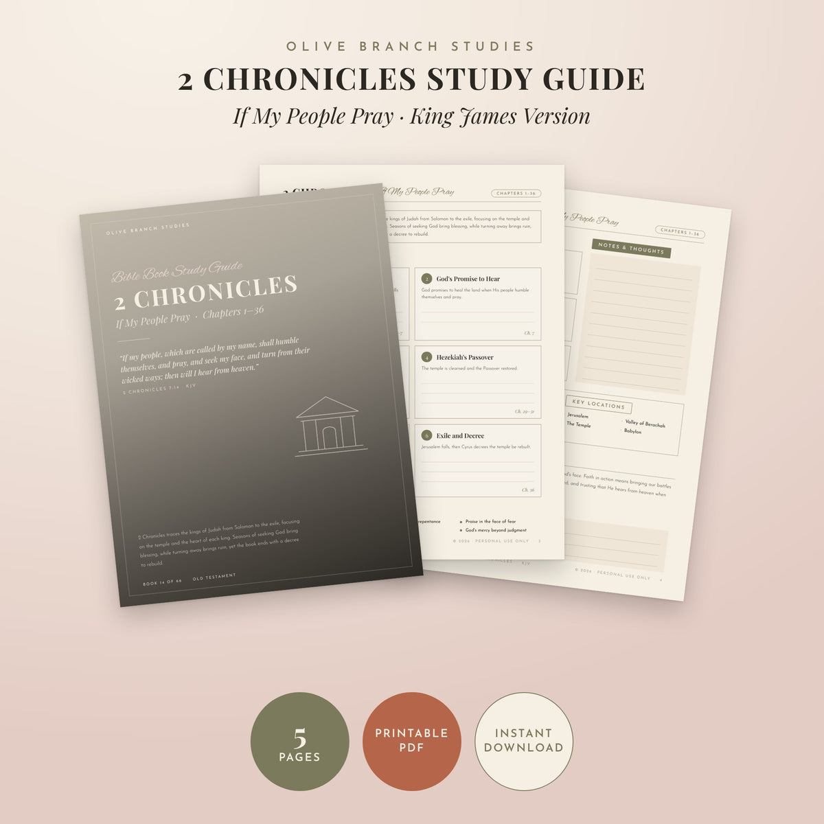 2 Chronicles Bible Book Study Guide by Olive Branch Studies