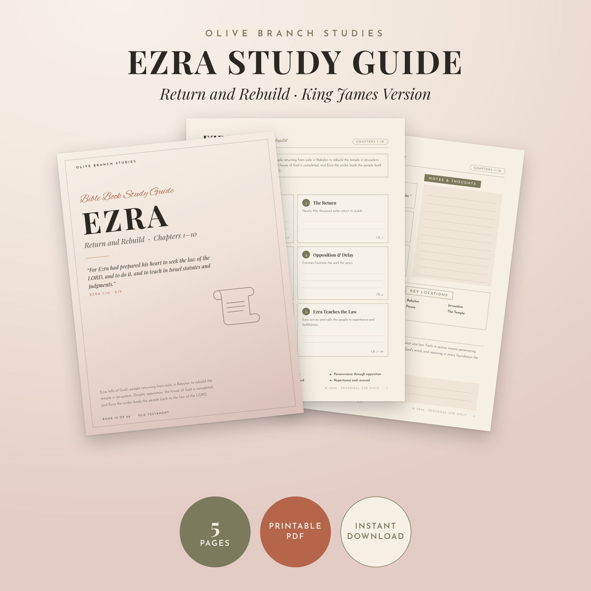Ezra Bible Book Study Guide by Olive Branch Studies