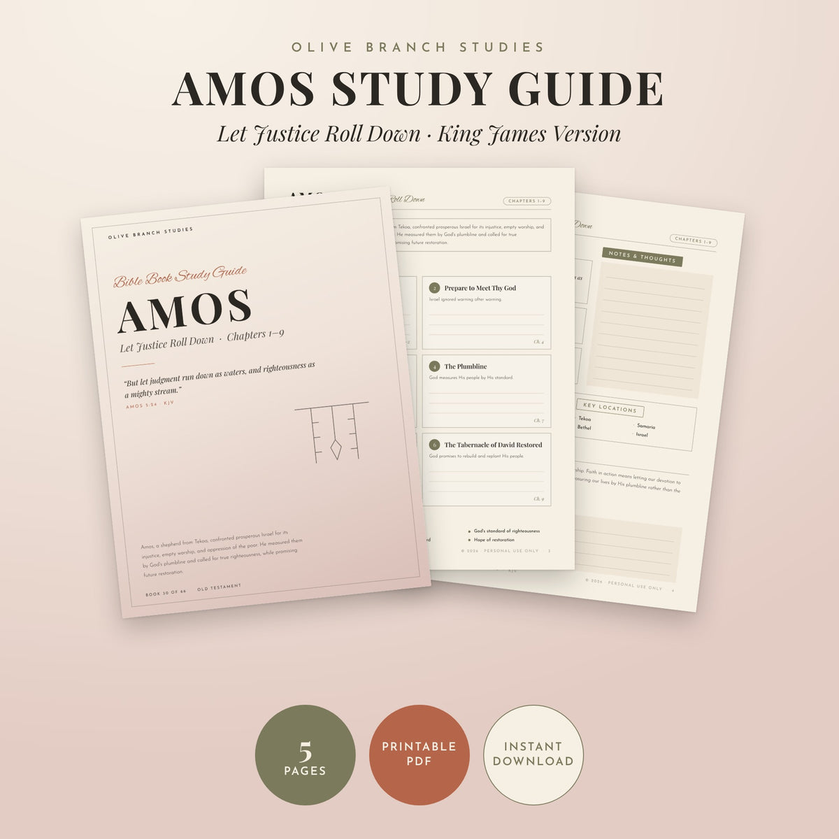 Amos Bible Book Study Guide by Olive Branch Studies
