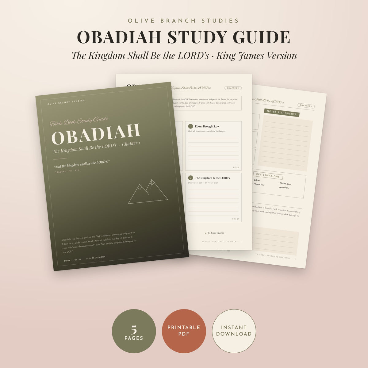 Obadiah Bible Book Study Guide by Olive Branch Studies