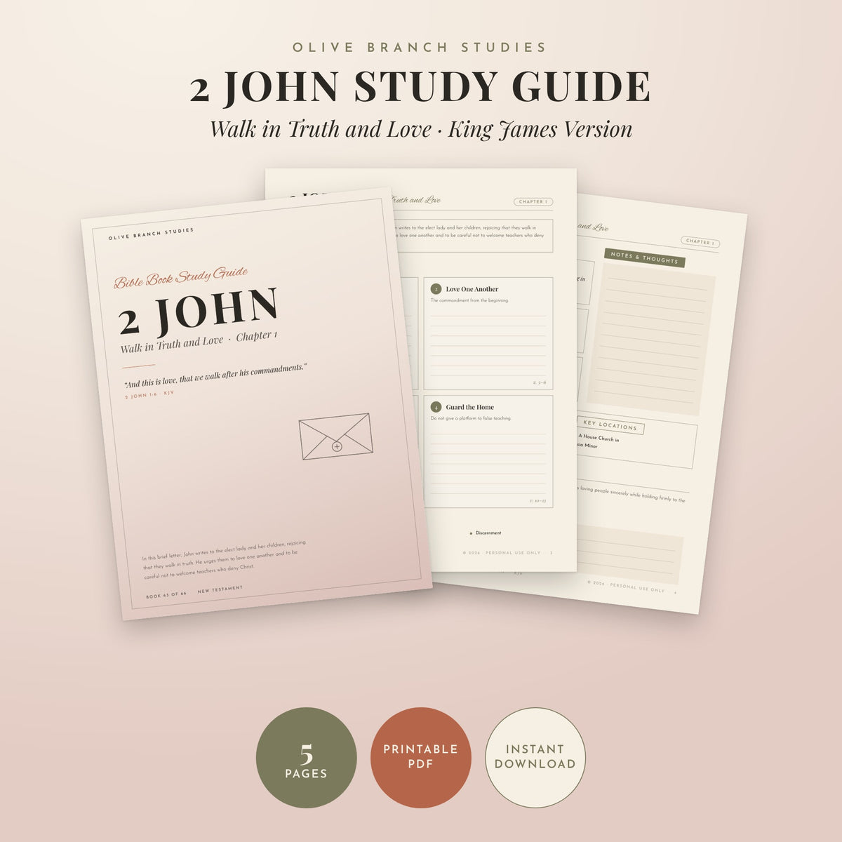 2 John Bible Book Study Guide by Olive Branch Studies