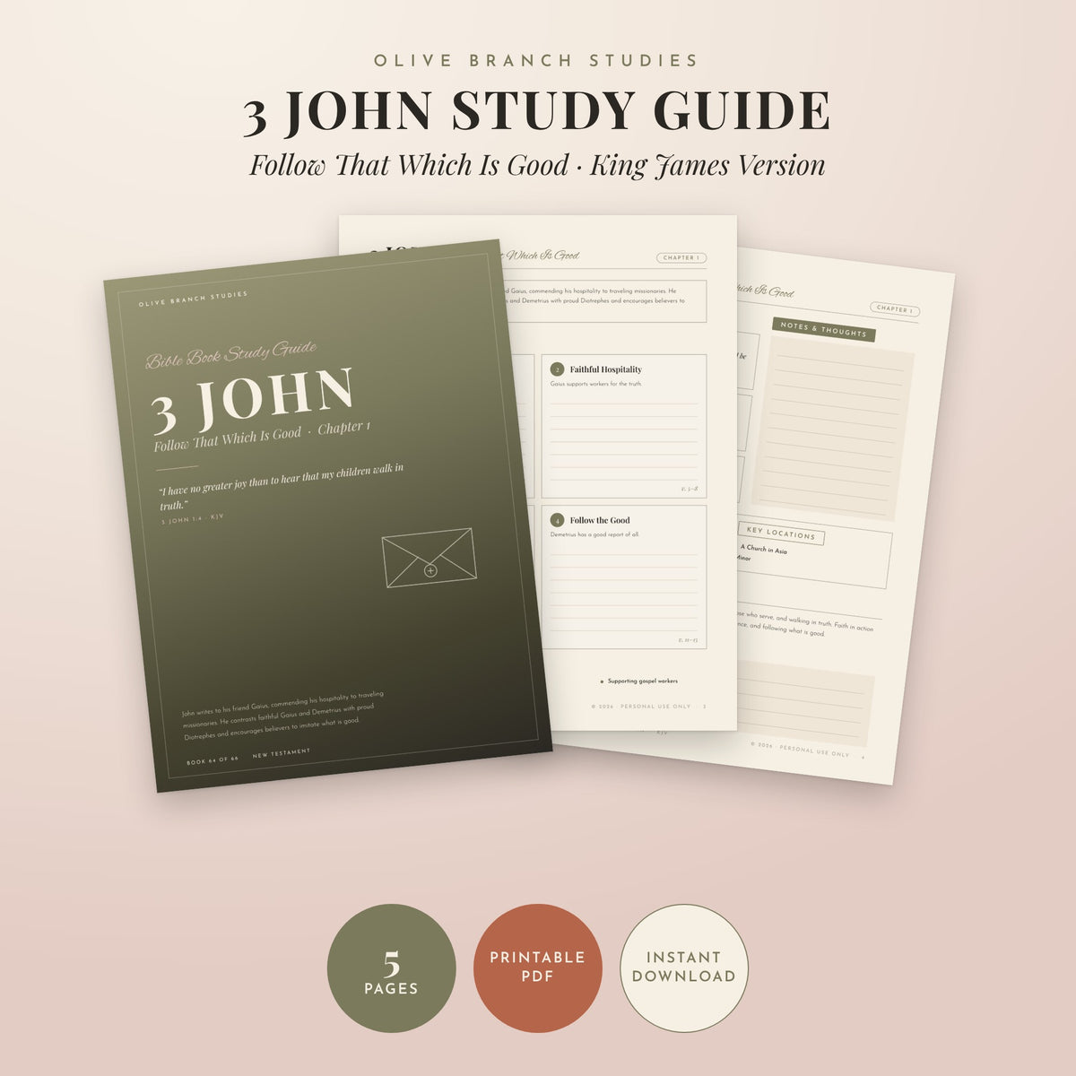 3 John Bible Book Study Guide by Olive Branch Studies
